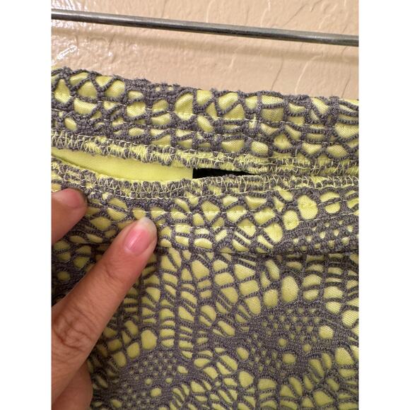 Mossimo Green and Grey Straight Pencil Lace Skirt Back Slit Stretch Size Large - Picture 6 of 9